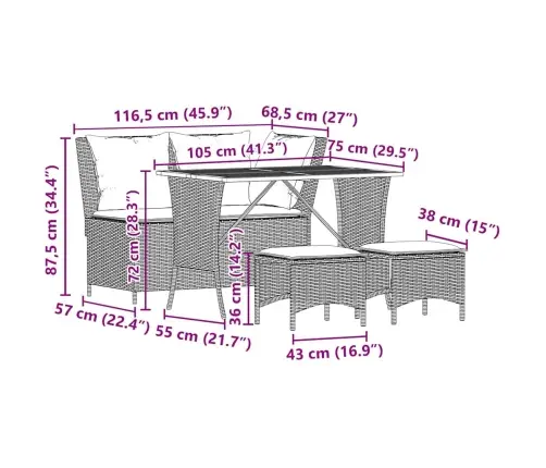 4-Osaline Aiamööbli Komplekt Patjadega, Beež, Polürotang