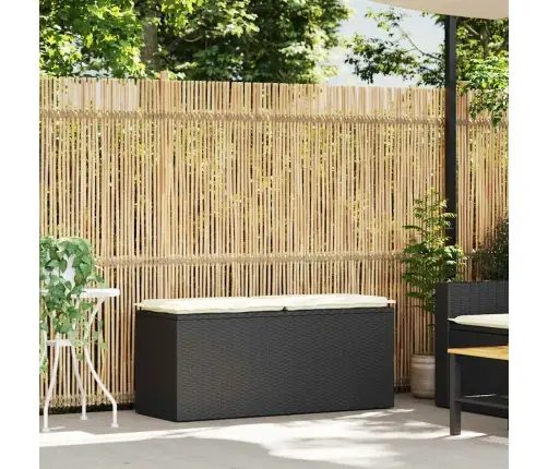 Dārza Sols Ar Spilvenu Melns 110X40X44 Cm Polirotangpalmas Vidaxl