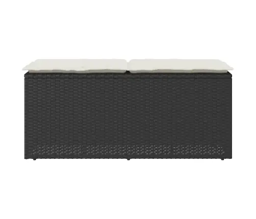 Dārza Sols Ar Spilvenu Melns 110X40X44 Cm Polirotangpalmas Vidaxl
