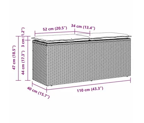 Sodo Suolas Su Pagalvėlė Smėlio Spalvos 110X40X44Cm Poliratanas