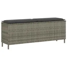 Dārza Sols Ar Spilvenu Pelēks 110X30X40,5 Cm Polirotangpalmas Vidaxl