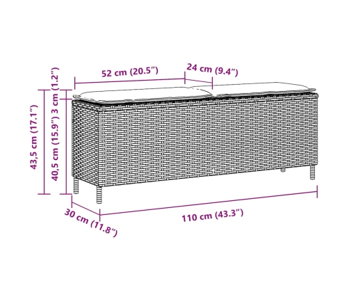 Dārza Sols Ar Spilvenu Pelēks 110X30X40,5 Cm Polirotangpalmas Vidaxl