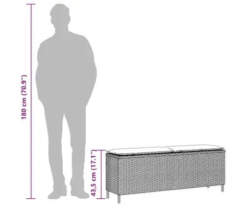Dārza Sols Ar Spilvenu Pelēks 110X30X40,5 Cm Polirotangpalmas Vidaxl