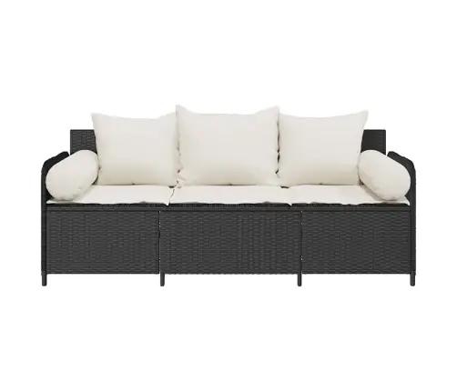 Trīsvietīgs Dārza Dīvāns Ar Matračiem, Melna Pe Rotangpalma Vidaxl