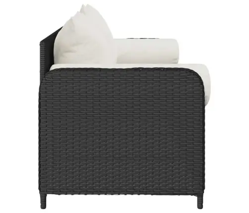 Trīsvietīgs Dārza Dīvāns Ar Matračiem, Melna Pe Rotangpalma Vidaxl