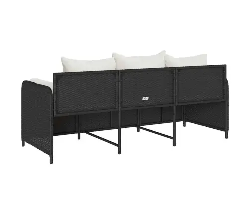 Trīsvietīgs Dārza Dīvāns Ar Matračiem, Melna Pe Rotangpalma Vidaxl