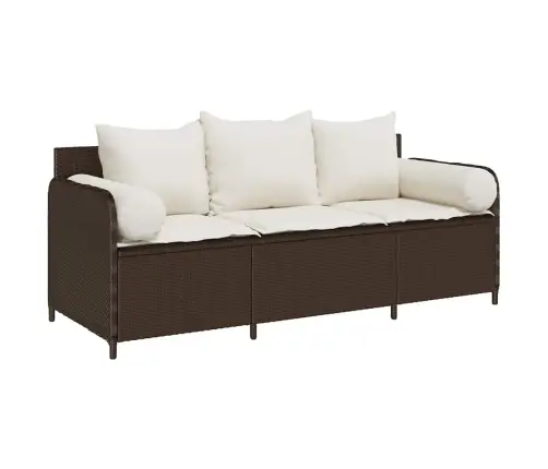 Trīsvietīgs Dārza Dīvāns Ar Matračiem, Brūna Pe Rotangpalma Vidaxl