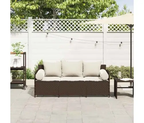 Trīsvietīgs Dārza Dīvāns Ar Matračiem, Brūna Pe Rotangpalma Vidaxl