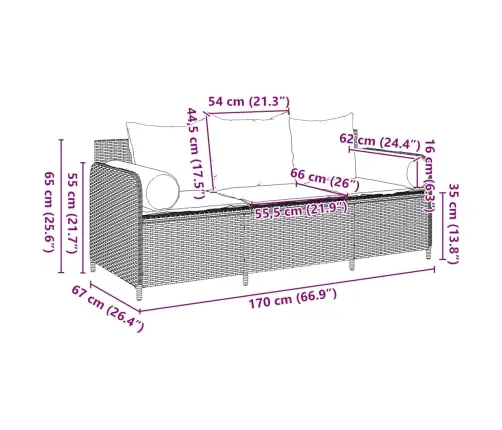 Trīsvietīgs Dārza Dīvāns Ar Matračiem, Brūna Pe Rotangpalma Vidaxl