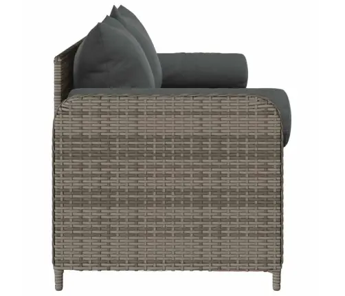 Trīsvietīgs Dārza Dīvāns Ar Matračiem, Pelēka Pe Rotangpalma Vidaxl