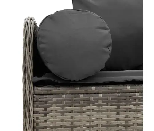 Trīsvietīgs Dārza Dīvāns Ar Matračiem, Pelēka Pe Rotangpalma Vidaxl