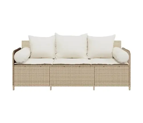 Trīsvietīgs Dārza Dīvāns Ar Matračiem, Bēša Pe Rotangpalma Vidaxl