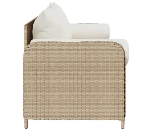 Trīsvietīgs Dārza Dīvāns Ar Matračiem, Bēša Pe Rotangpalma Vidaxl