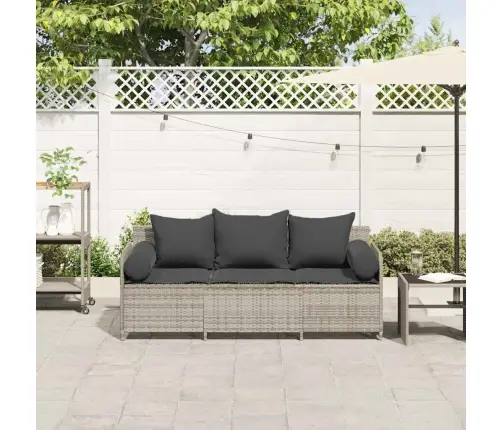 Trīsvietīgs Dārza Dīvāns Ar Matračiem, Gaiši Pelēka Pe Pinums Vidaxl