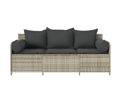 Trīsvietīgs Dārza Dīvāns Ar Matračiem, Gaiši Pelēka Pe Pinums Vidaxl