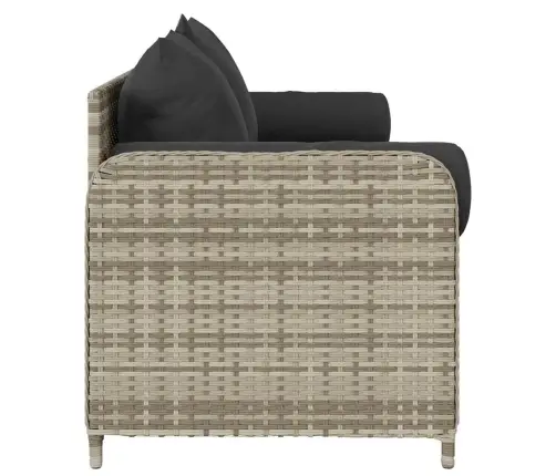 Trīsvietīgs Dārza Dīvāns Ar Matračiem, Gaiši Pelēka Pe Pinums Vidaxl