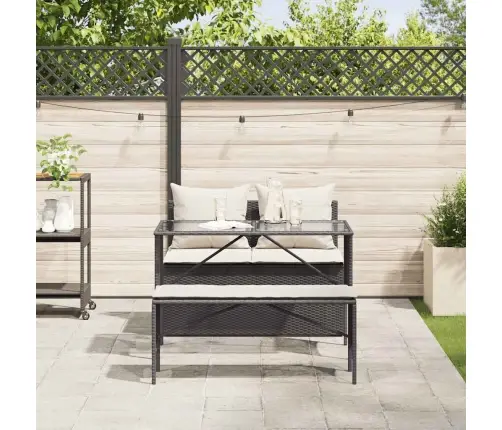 3-Osaline Aiamööbli Komplekt Patjadega, Must, Polürotang 3-Osaline Aiamööbli Komplekt Patjadega, Must, Polürotang