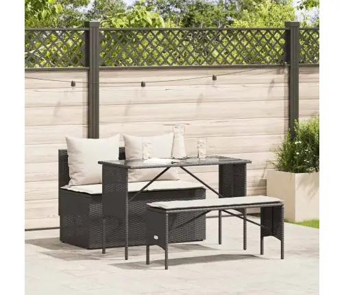 3-Osaline Aiamööbli Komplekt Patjadega, Must, Polürotang 3-Osaline Aiamööbli Komplekt Patjadega, Must, Polürotang