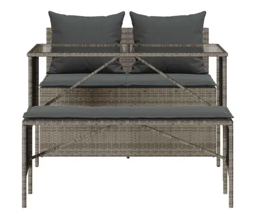 3-Daļīgs Dārza Mēbeļu Komplekts, Matrači, Pelēka Pe Rotangpalma Vidaxl