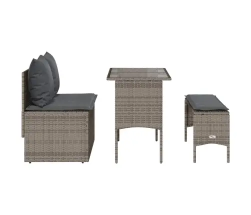 3-Daļīgs Dārza Mēbeļu Komplekts, Matrači, Pelēka Pe Rotangpalma Vidaxl