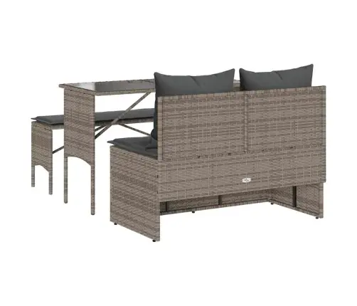 3-Daļīgs Dārza Mēbeļu Komplekts, Matrači, Pelēka Pe Rotangpalma Vidaxl