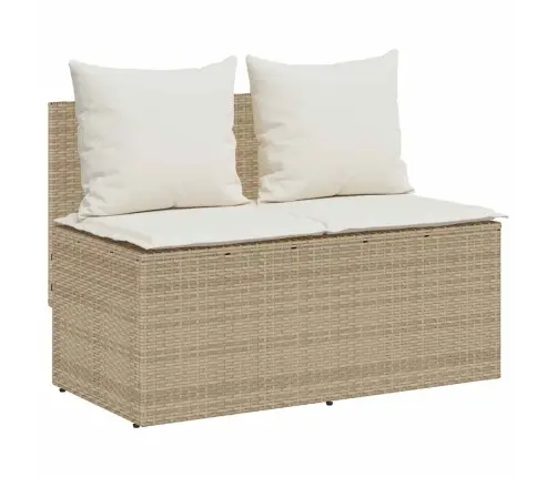 3-Daļīgs Dārza Mēbeļu Komplekts, Matrači, Bēša Pe Rotangpalma Vidaxl