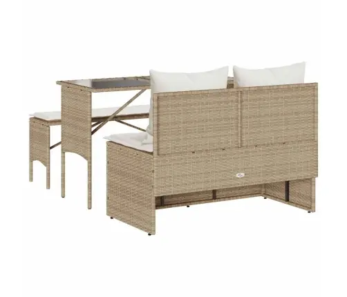 3-Daļīgs Dārza Mēbeļu Komplekts, Matrači, Bēša Pe Rotangpalma Vidaxl