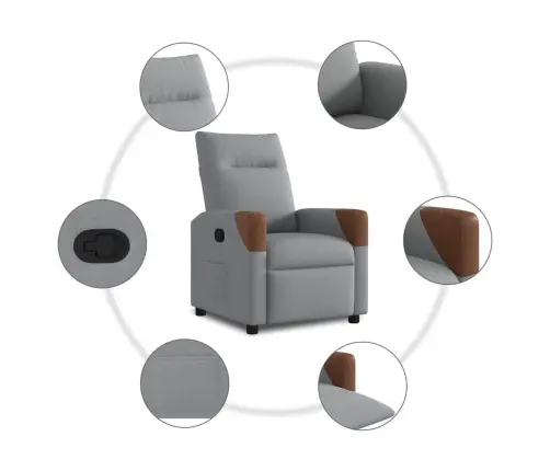 Atpūtas Krēsls, Atgāžams, Gaiši Pelēks Audums Vidaxl Atpūtas Krēsls, Atgāžams, Gaiši Pelēks Audums Vidaxl