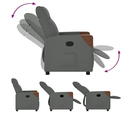 Atpūtas Krēsls, Atgāžams, Tumši Pelēks Audums Vidaxl