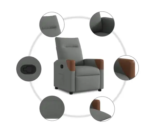 Atpūtas Krēsls, Atgāžams, Tumši Pelēks Audums Vidaxl