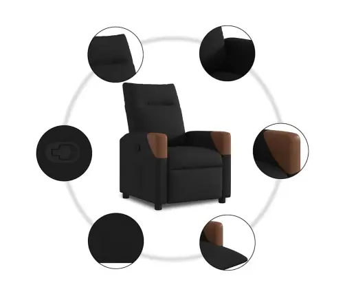 Atpūtas Krēsls, Atgāžams, Melns Audums Vidaxl