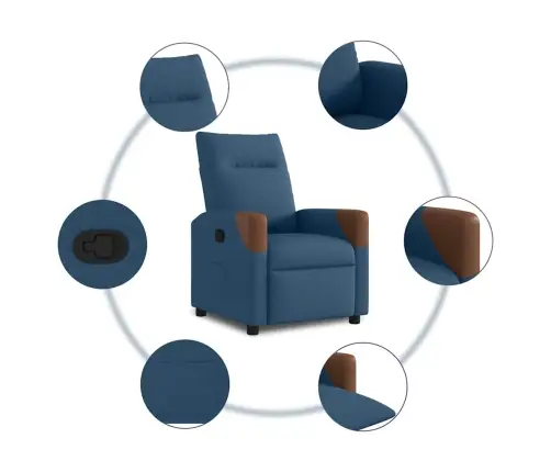 Atpūtas Krēsls, Atgāžams, Zils Audums Vidaxl