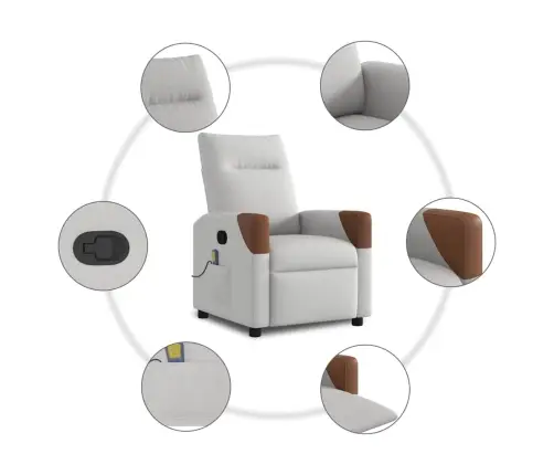 Massage Recliner Tool Cloud Grey Fabric