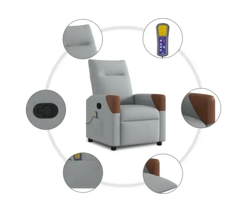 Masāžas Krēsls, Atgāžams, Gaiši Pelēks Audums Vidaxl