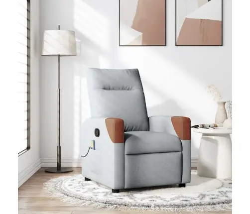 Masāžas Krēsls, Atgāžams, Gaiši Pelēks Audums Vidaxl