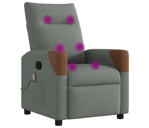 Masāžas Krēsls, Atgāžams, Tumši Pelēks Audums Vidaxl