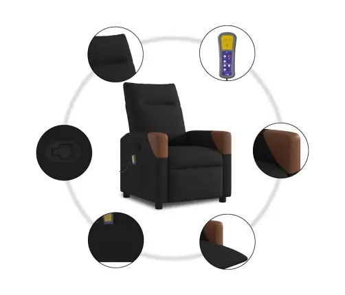 Masāžas Krēsls, Atgāžams, Melns Audums Vidaxl