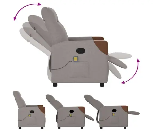 Masāžas Krēsls, Atgāžams, Pelēkbrūns Audums Vidaxl