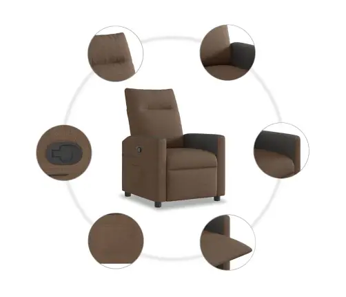 Atpūtas Krēsls, Atgāžams, Brūns Audums Vidaxl