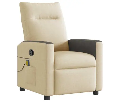 Masāžas Krēsls, Atgāžams, Krēmkrāsas Audums Vidaxl