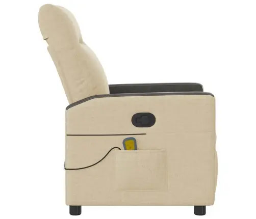 Masāžas Krēsls, Atgāžams, Krēmkrāsas Audums Vidaxl