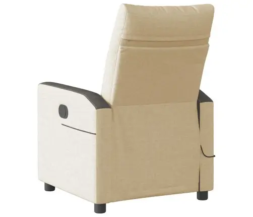 Masāžas Krēsls, Atgāžams, Krēmkrāsas Audums Vidaxl