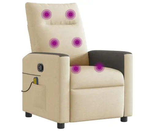 Masāžas Krēsls, Atgāžams, Krēmkrāsas Audums Vidaxl