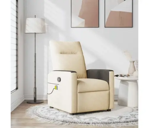Masāžas Krēsls, Atgāžams, Krēmkrāsas Audums Vidaxl