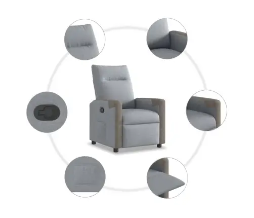 Atpūtas Krēsls, Atgāžams, Gaiši Pelēks Audums Vidaxl Atpūtas Krēsls, Atgāžams, Gaiši Pelēks Audums Vidaxl