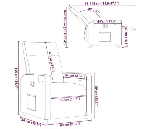 Atpūtas Krēsls, Atgāžams, Melns Audums Vidaxl