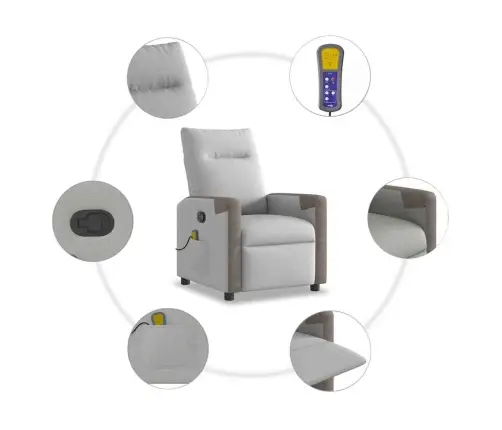 Masāžas Krēsls, Mākonis Pelēks Audums Vidaxl