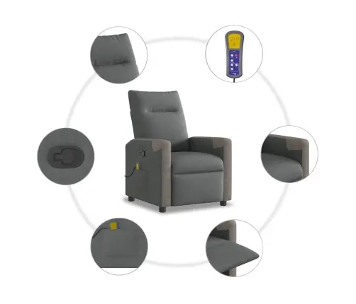 Masāžas Krēsls, Atgāžams, Tumši Pelēks Audums Vidaxl