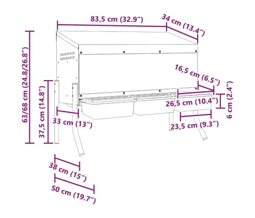 Vistu Ligzdas Kaste, 3 Nodalījumi, Ar Kājām, Cinkots Tērauds Vidaxl