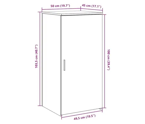 Glabāšanas Skapis Balts 50X45X103,5 Cm Engineered Wood Vidaxl